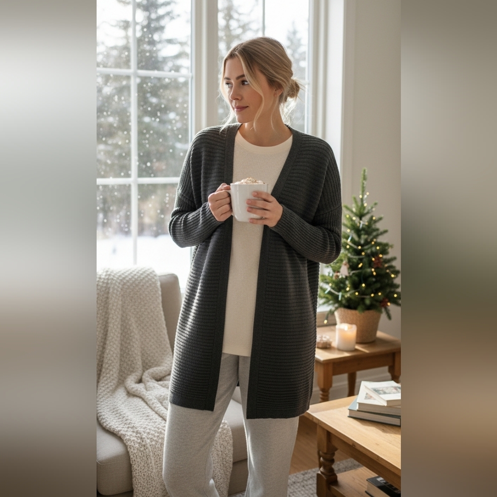 Gap Ribbed Merino Open Front Cardigan - Picture 2 of 7